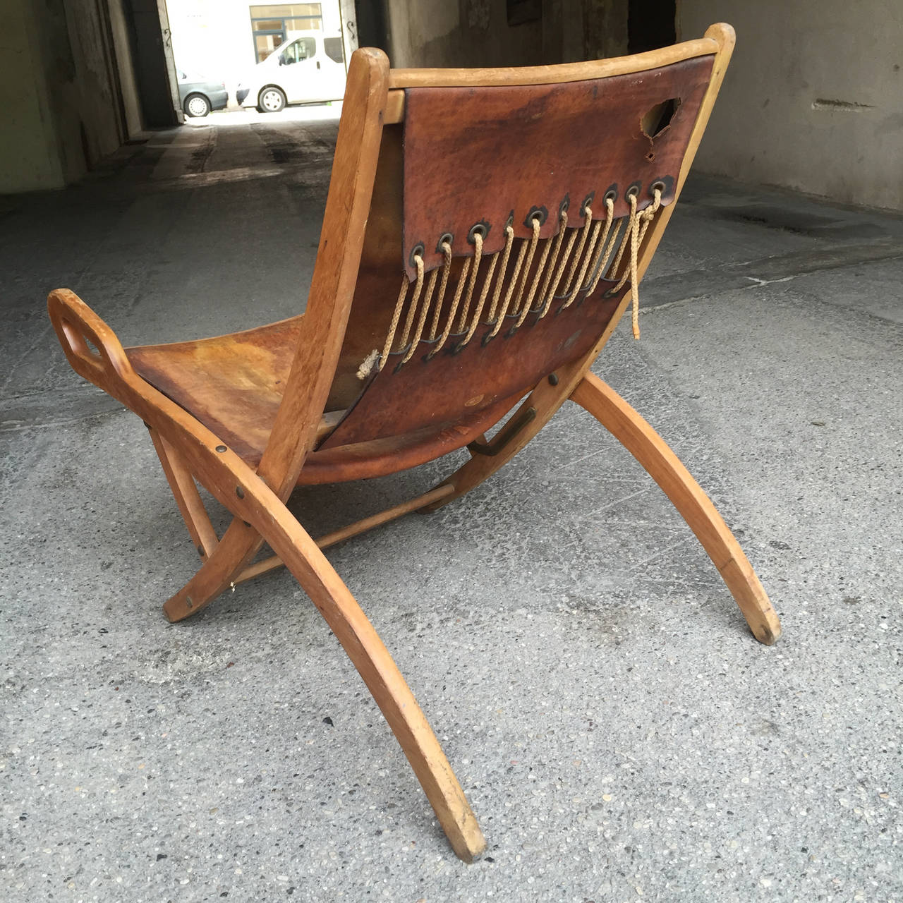 Mid-20th Century 1950s Folding Beech Chair 