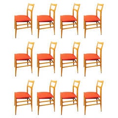 Set of Twelve Chairs Leggera Model, Design by Gio Ponti, in 1953