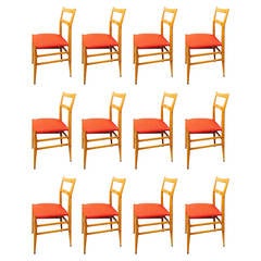 Set of Twelve Chairs Leggera Model, Design by Gio Ponti, in 1953 4