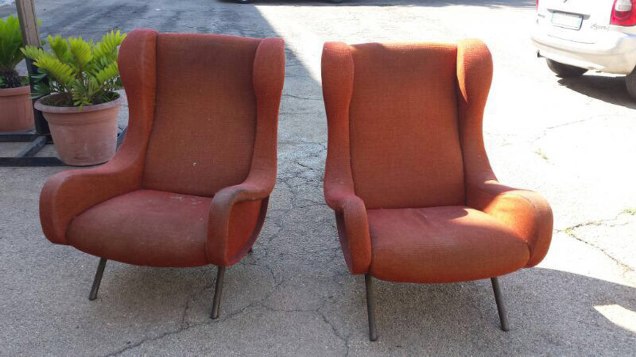 Italian Pair of Armchairs Designed by Marco Zanuso