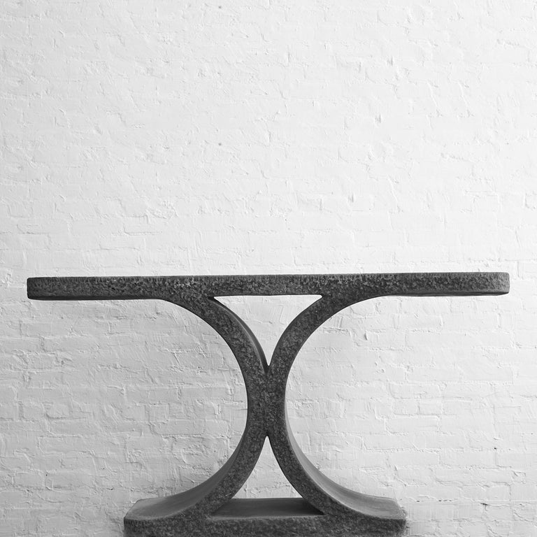 Grey cast stone console from the Jean-Michel Frank series, Karl Springer Ltd., USA 1981. Provenance available.