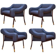 Set of Four Upholstered Armchairs by Gianfranco Frattini