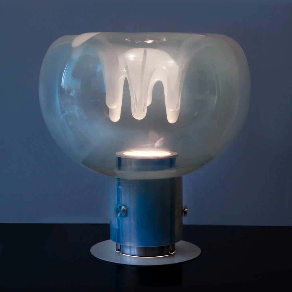 Pair of glass table lamps by Toni Zuccheri, manufactured by VeArt, Murano, circa 1970.