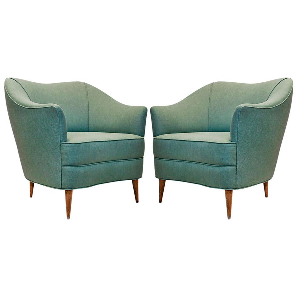 Pair of Upholstered Lounge Chairs by Gio Ponti
