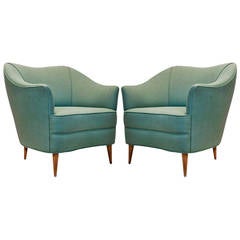 Pair of Upholstered Lounge Chairs by Gio Ponti