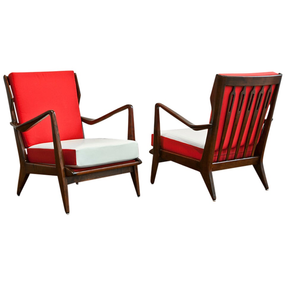 Pair of Model no. 516 Lounge Chairs by Gio Ponti