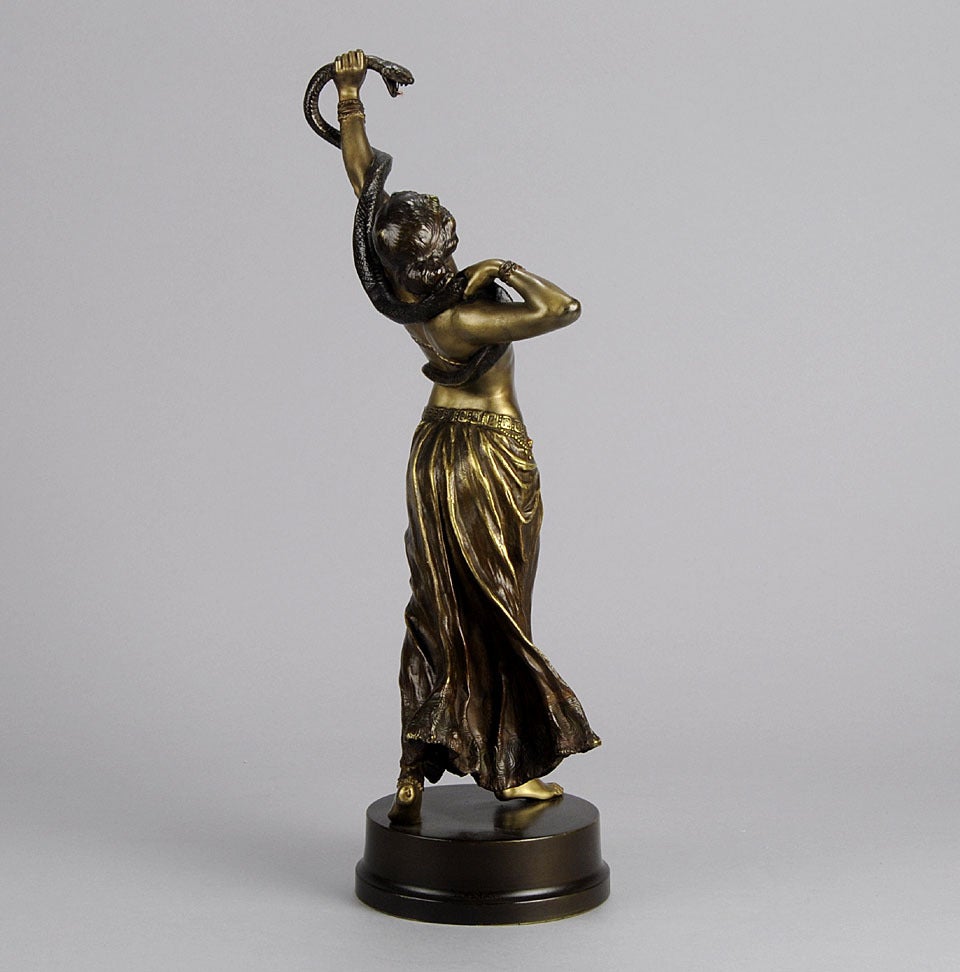 Cast Dancer with Snake Sculpture For Sale