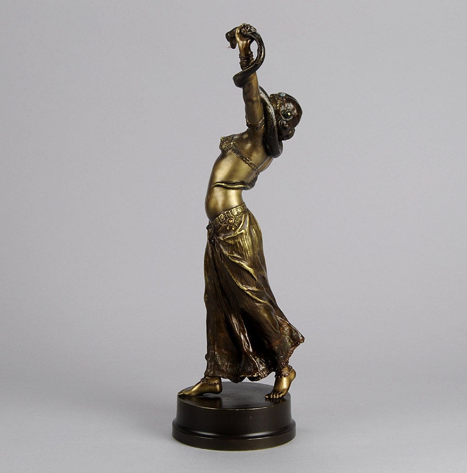 Bronze Dancer with Snake Sculpture For Sale