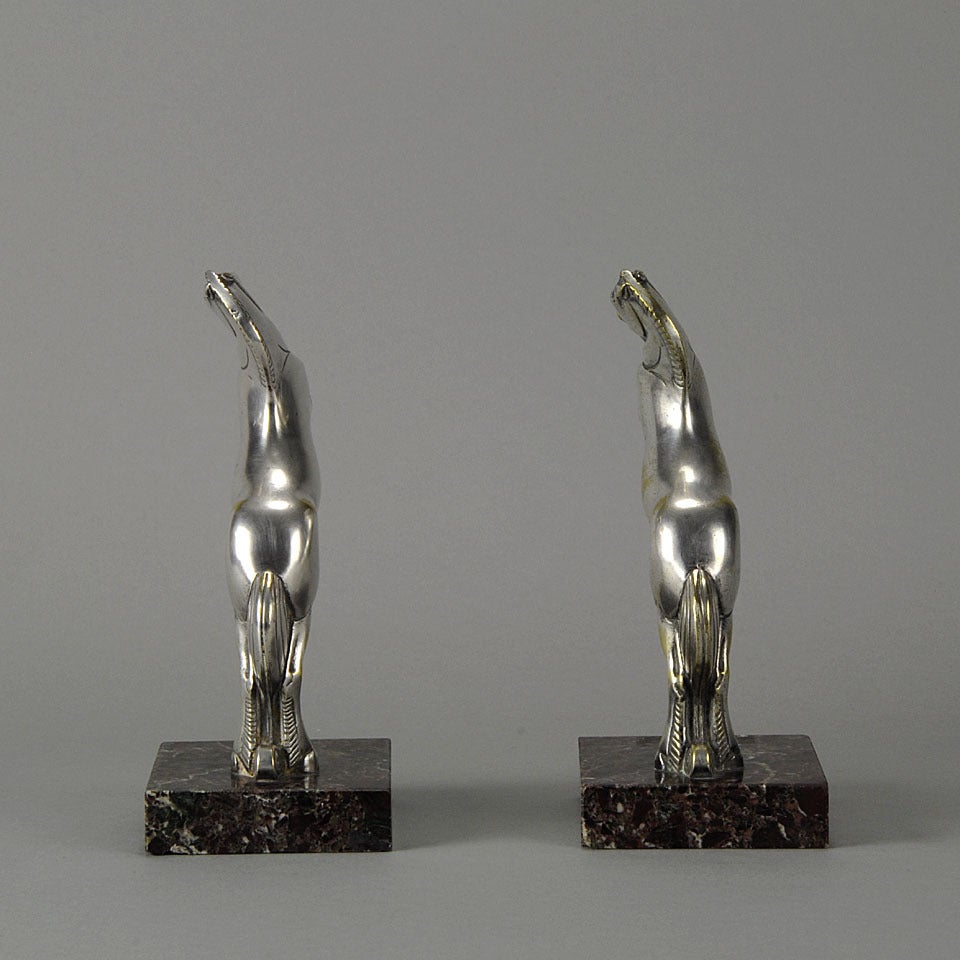 Bronze Rearing Horse Bookends For Sale