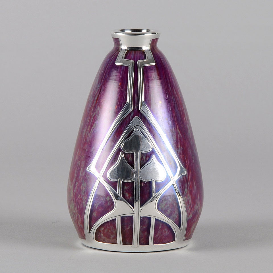 Loetz early 20th C Lilac Secessionist Art Nouveau Glass Vase For Sale
