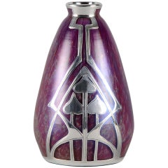 Loetz early 20th C Lilac Secessionist Art Nouveau Glass Vase