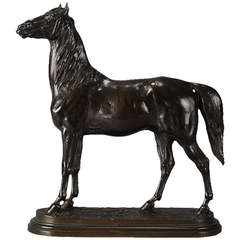 19th Century French Bronze Study of Powerful Thoroughbred