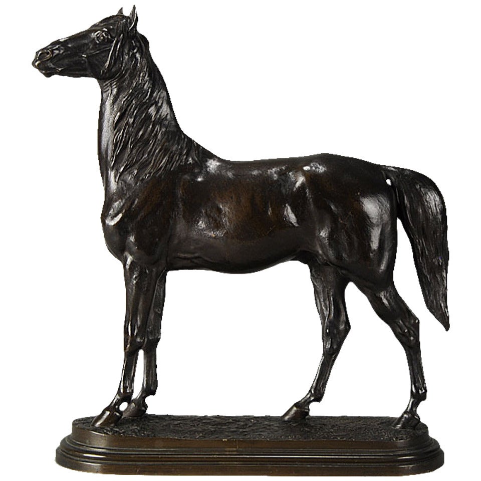 19th Century French Bronze Study of Powerful Thoroughbred For Sale