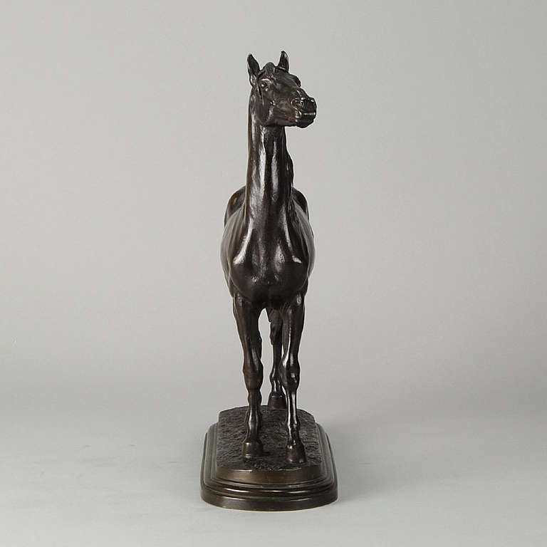 Georgian 19th Century French Bronze Study of Powerful Thoroughbred For Sale
