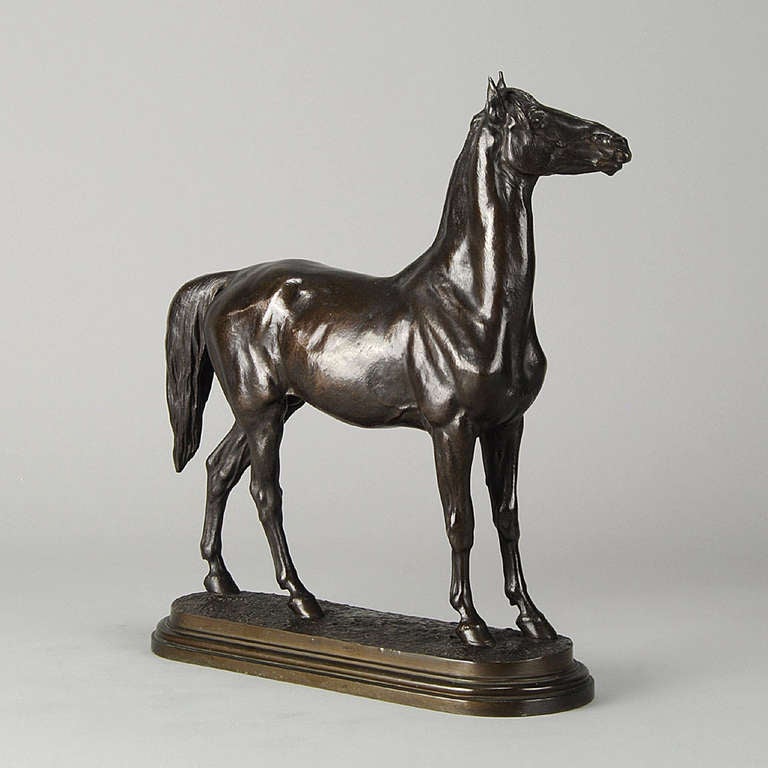 19th Century French Bronze Study of Powerful Thoroughbred In Excellent Condition For Sale In London, GB