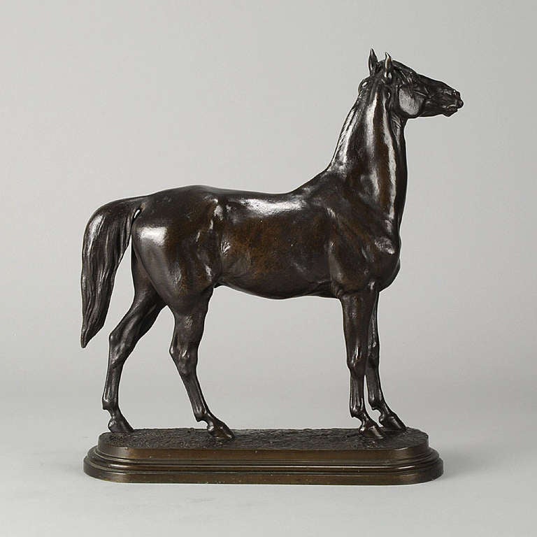 19th Century French Bronze Study of Powerful Thoroughbred For Sale 1