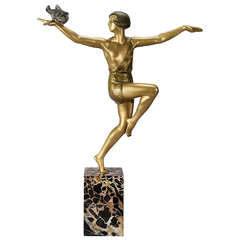 "Danseuse avec Oiseau" Bronze Figure