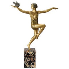 "Danseuse avec Oiseau" Bronze Figure