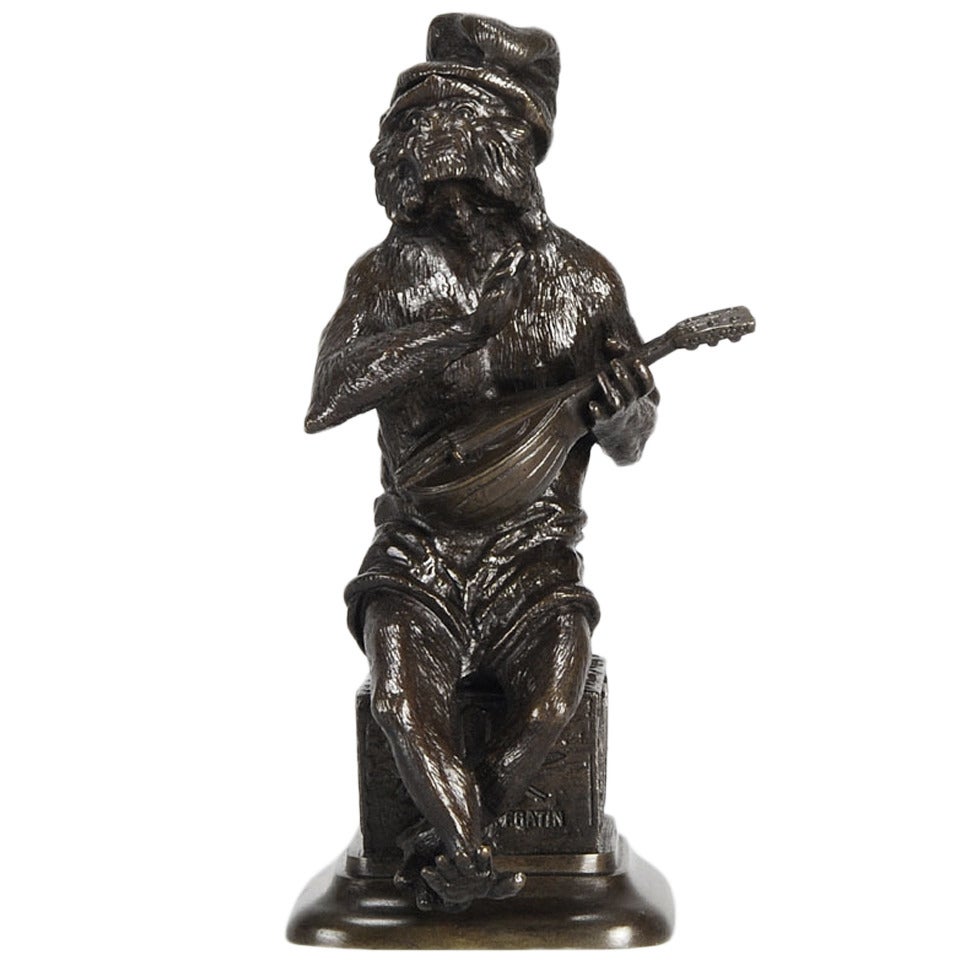 Monkey Musician Sculpture For Sale