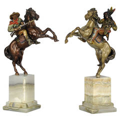 Cowboy and Indian Bronze Sculptures