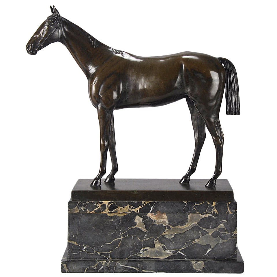 Standing Thoroughbred Bronze Sculpture For Sale