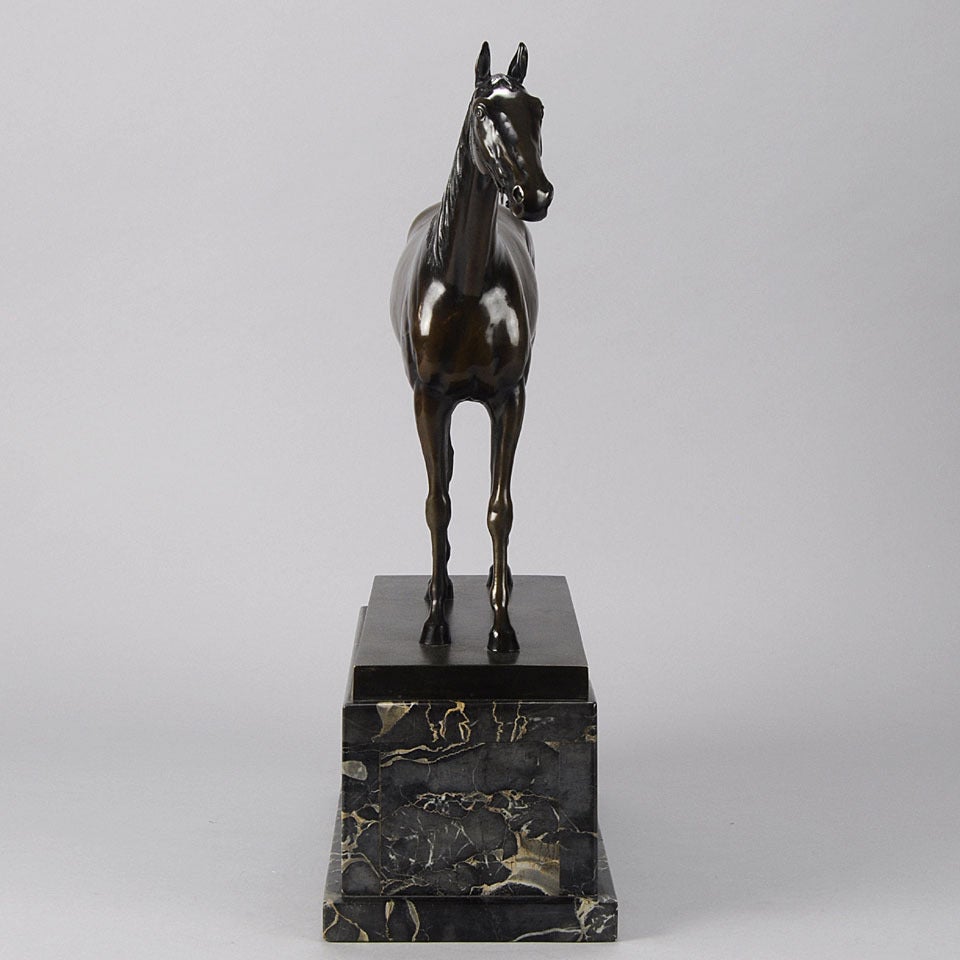 French Standing Thoroughbred Bronze Sculpture For Sale
