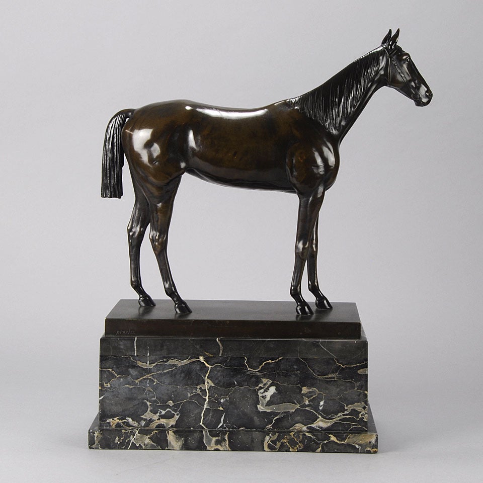 20th Century Standing Thoroughbred Bronze Sculpture For Sale