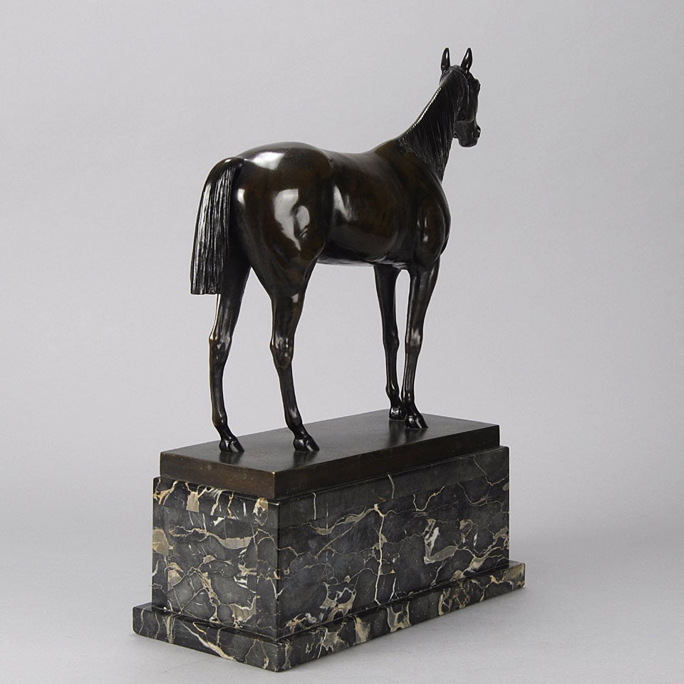 Standing Thoroughbred Bronze Sculpture For Sale 1