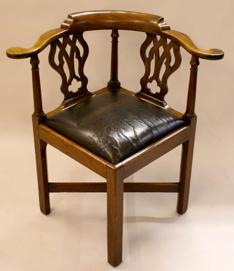 A very original George III mahogany corner or desk chair 2