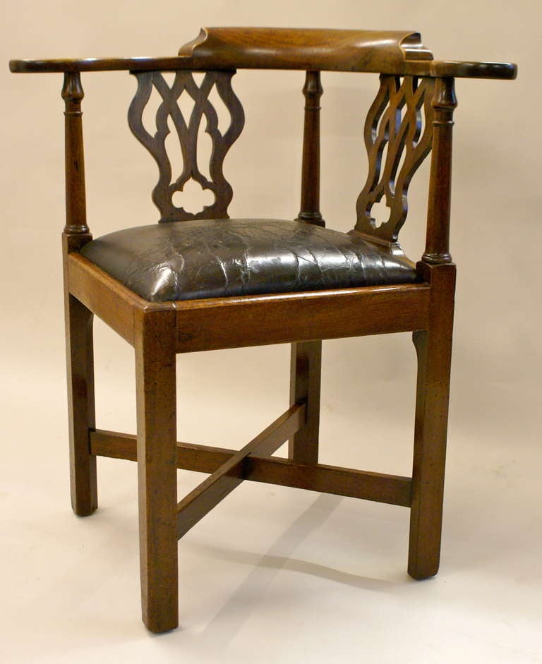 British A very original George III mahogany corner or desk chair