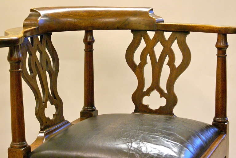 18th Century and Earlier A very original George III mahogany corner or desk chair