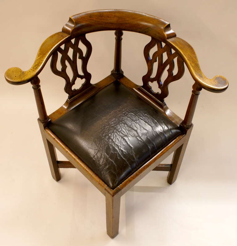 A very original George III mahogany corner or desk chair 3
