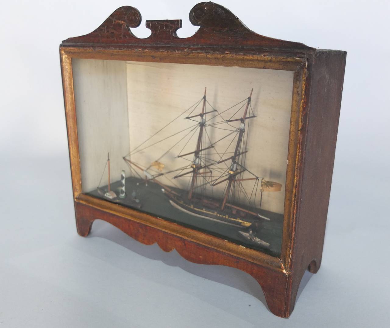 English Rare Cased Naive Model of a Tea Clipper, circa 1830 For Sale