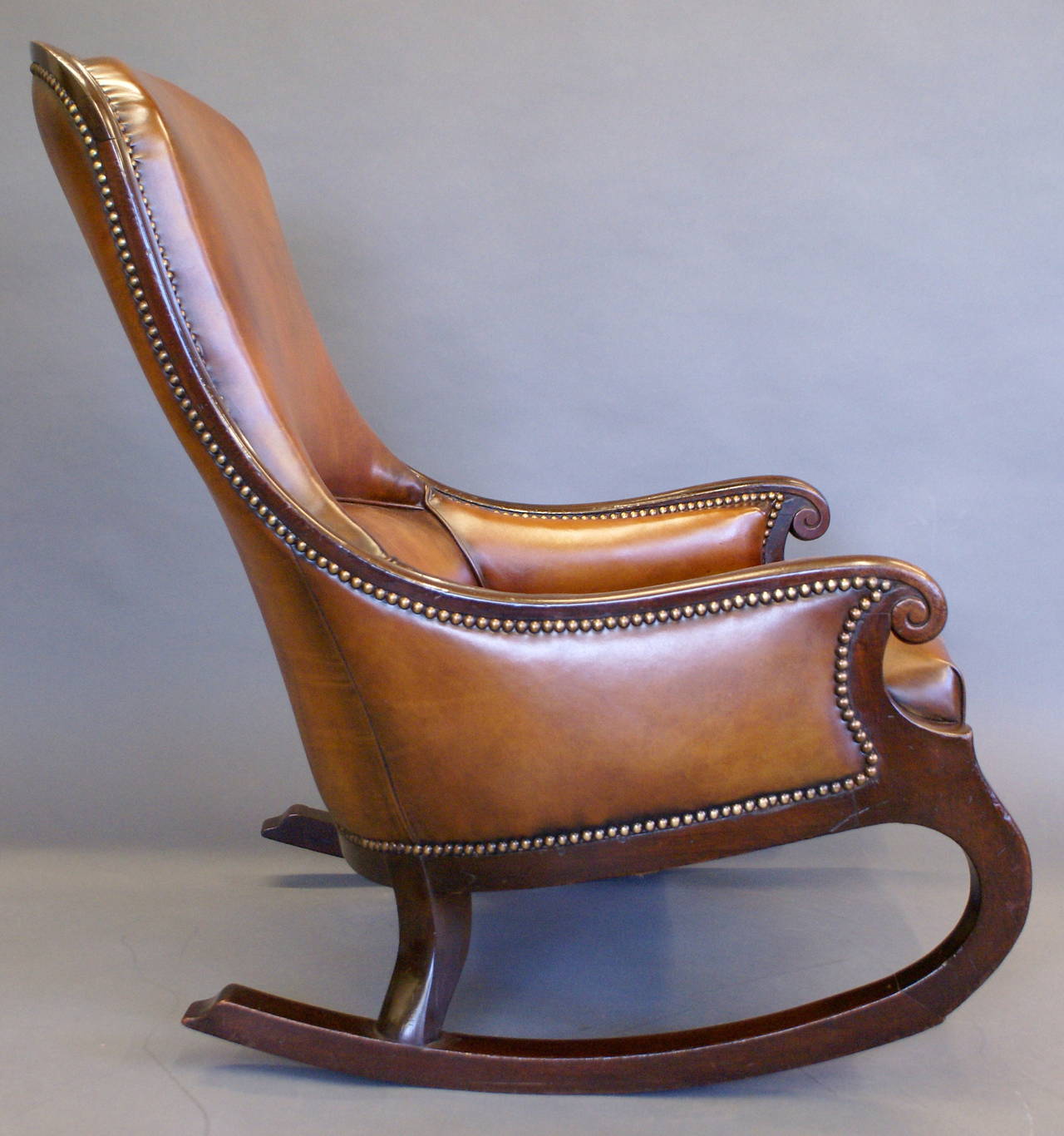 Mid-19th Century Very Rare Victorian Mahogany Rocking Chair