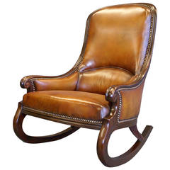 Antique Very Rare Victorian Mahogany Rocking Chair
