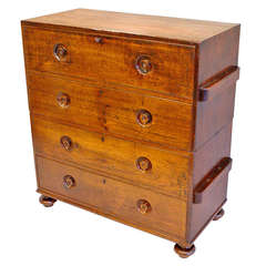 A mid 19th century Teak Military/Campaign chest of drawers