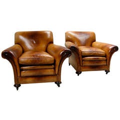 A pair of 1930
s leather upholstered club chairs
