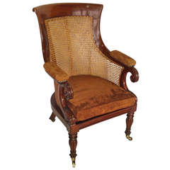 William IV Mahogany Bergere Armchair or Library Chair