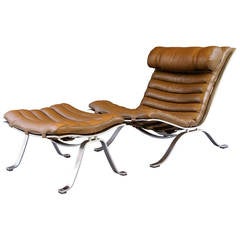 Arne Norell 'Ari' Lounge Chair in Leather with Ottoman