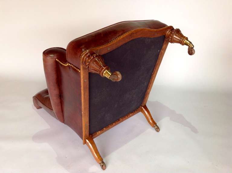 George IV Leather and Walnut Arm or Library Chair, circa 1830 2