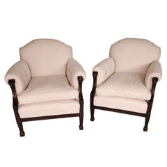 A good pair of Adam style mahogany beer genres or arm chairs circa1900