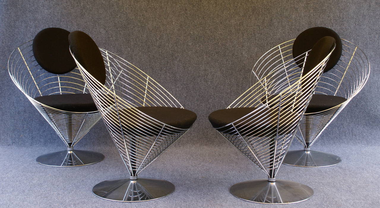 Mid-Century Modern Verner Panton Wire Cone Chairs for Fritz Hansen