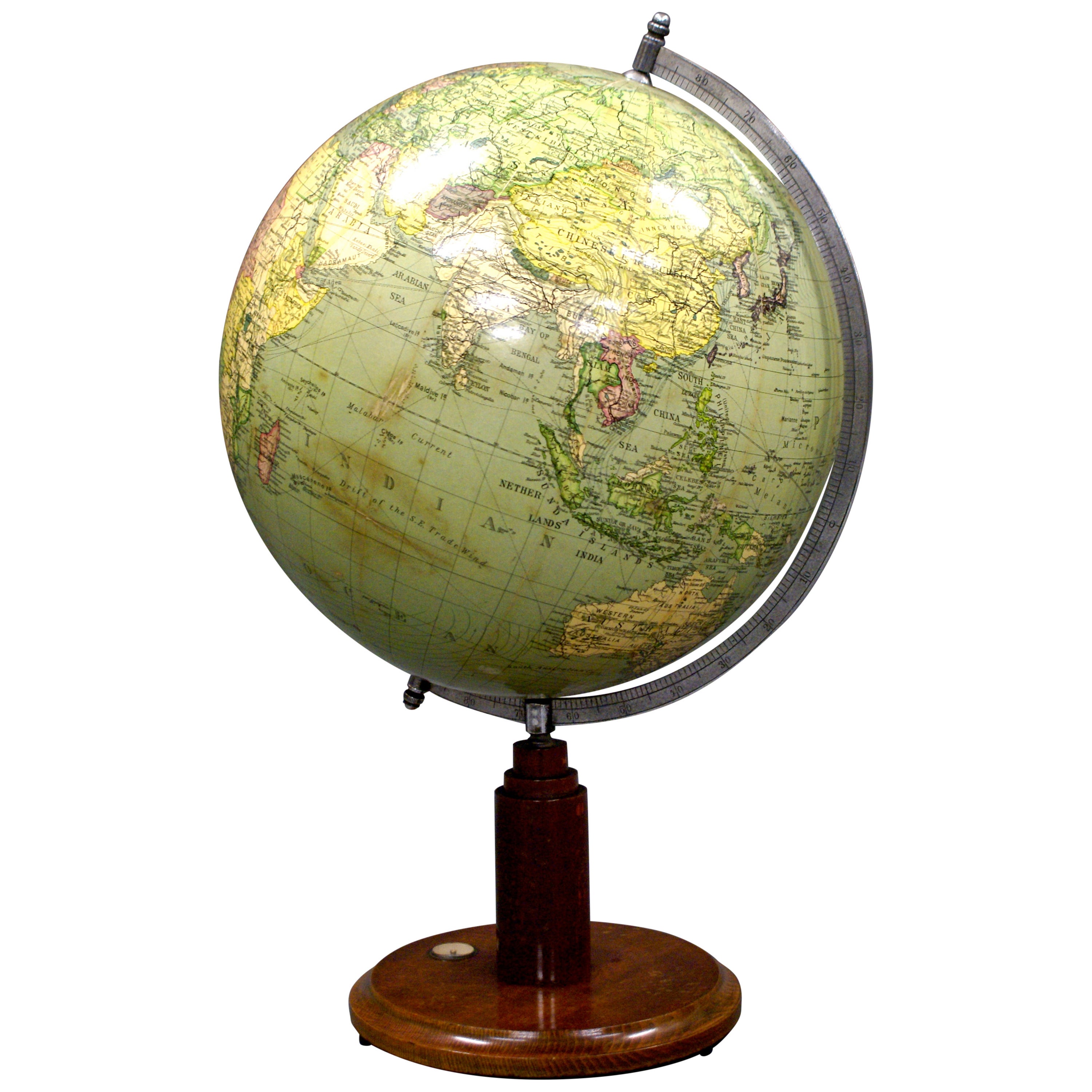 A 1920's/30's, 14" terrestrial table globe