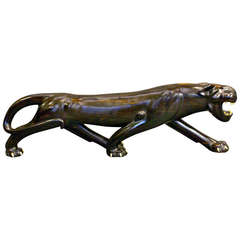 A large Calamander wood sculpture of a Panther