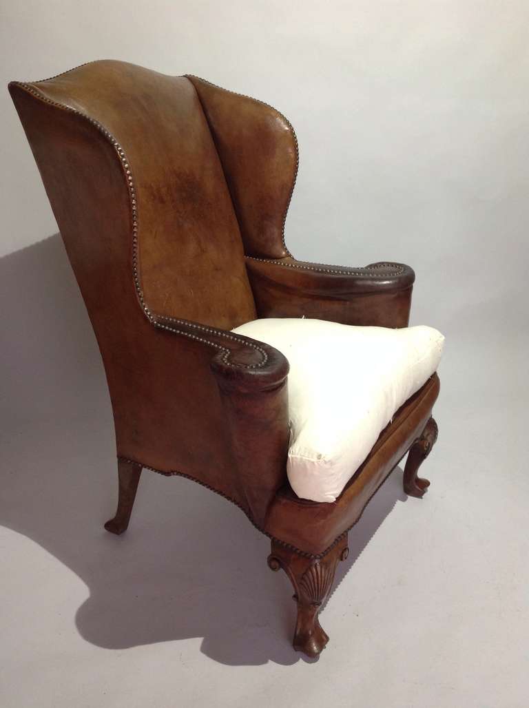 Very Handsome Pair of Leather Wing Armchairs, circa 1930 1