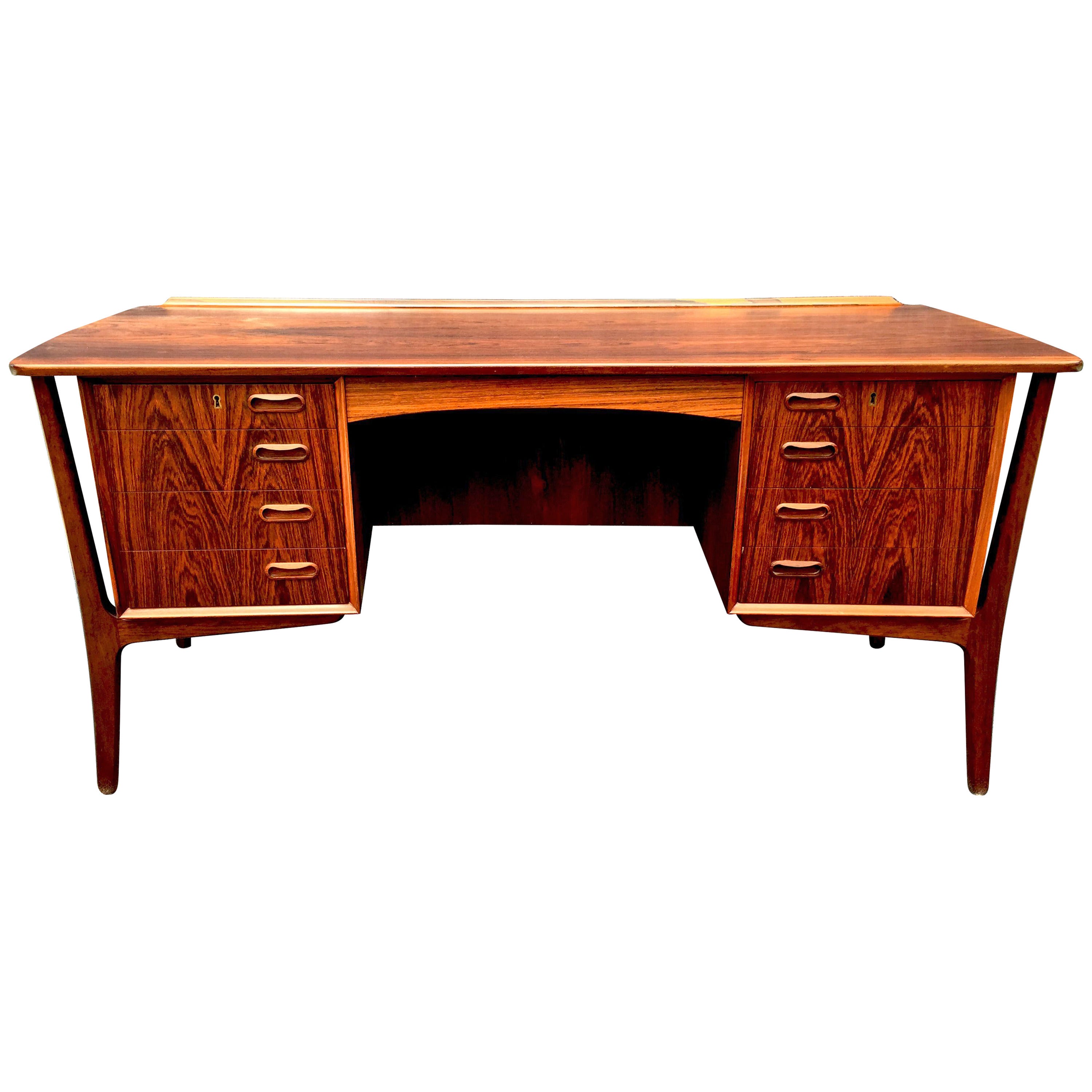 Curved Danish Rosewood Desk by Svend Aage Madsen