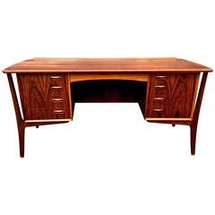 Curved Danish Rosewood Desk by Svend Aage Madsen