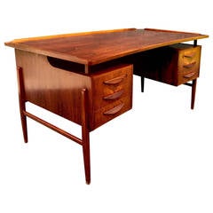 Danish Curved Rosewood Desk by Svend Aage Madsen