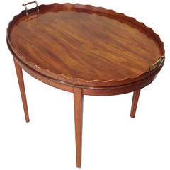 Antique A George III mahogany oval tray on stand. Circa 1800.