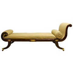 A Regency Mahogany and Brass Inlaid Chaise Longue